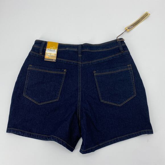 New HYBRID & CO Blue Denim 5 Pocket Stretch Shorts Women's Sz 14 - Picture 2 of 6
